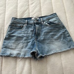 pink, high waisted shirt, color blue, size 8